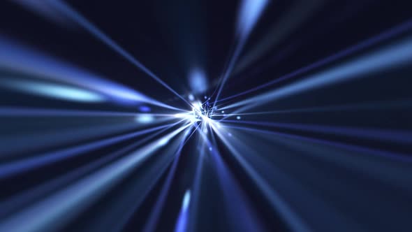 Blue Data Flow Light Beams and Particles Technology Background