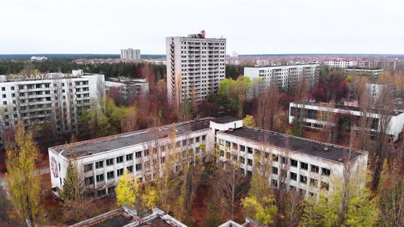 Chernobyl Exclusion Zone. Pripyat. Aerial.