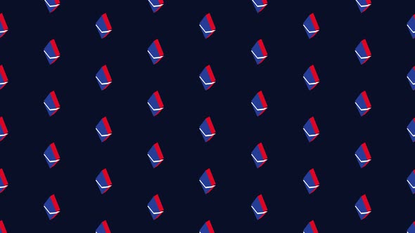 Ethereum isometric symbols animated pattern on a dark background