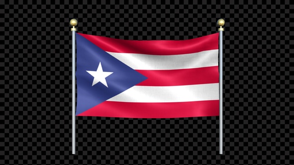 Puerto Rico Flag Waving In Double Pole Looped