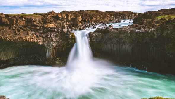 Time Lapse Footage of The Aldeyjarfoss Waterfall in North Iceland