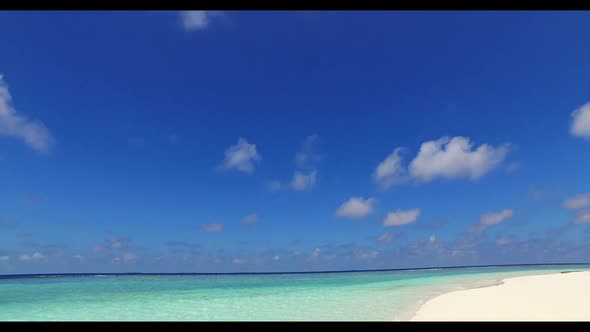 Aerial travel of paradise island beach holiday by blue water and white sandy background of a dayout 