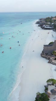 Vertical Video of the Beach on Zanzibar Island Tanzania