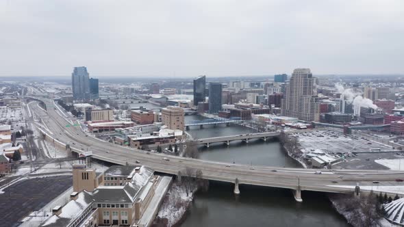 Aerial footage of Grand Rapids