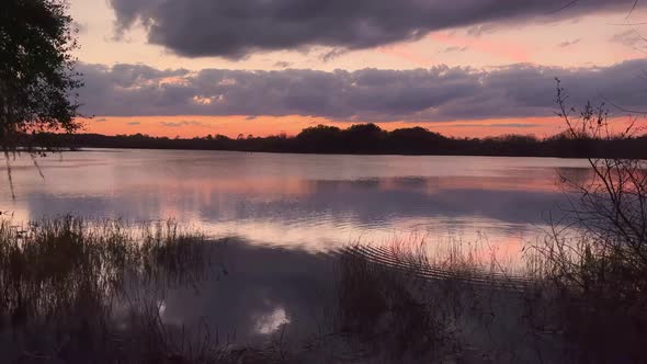 Lake View Sunset Time Lapse At Lake David In Groveland Florida.