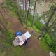 Top View of a Car Roof Toptent for Camping on the Roof Rack of an Offroad Car in a Forest on a Misty - VideoHive Item for Sale