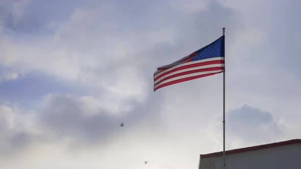 American flag on the roof, USA