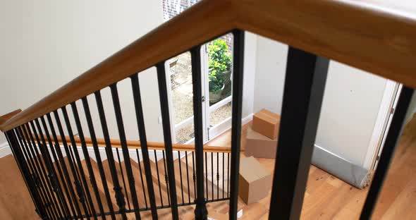 Interior of home with wooden floor and staircase