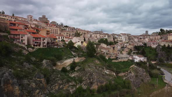 Aerial View of Sepulveda an Old Medieval Town in Segovia Province Spain