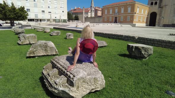 Woman in Zadar Ancient Roman Forum