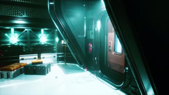 Realistic Futuristic Scifi Spaceship Corridor