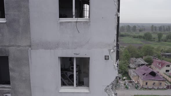 Borodyanka Ukraine  a Destroyed Building During the War Bucha District