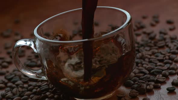 Coffee pouring into mug in slow motion; shot on Phantom Flex 4K at 1000 fps alt