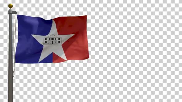 San Antonio City Flag (Texas, USA) on Flagpole with Alpha Channel - 4K