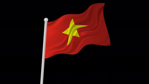 Vietnam Flag Flying Animated Black Background