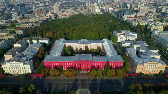 Aerial View Building Kyiv National University of Taras Shevchenko on a Sunny Day