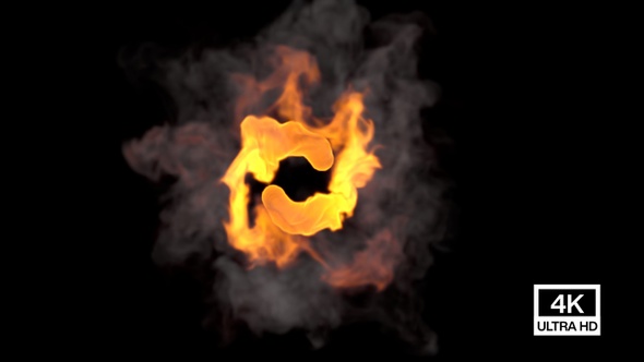 Circled Swirl Of Fire Flame With Smoke