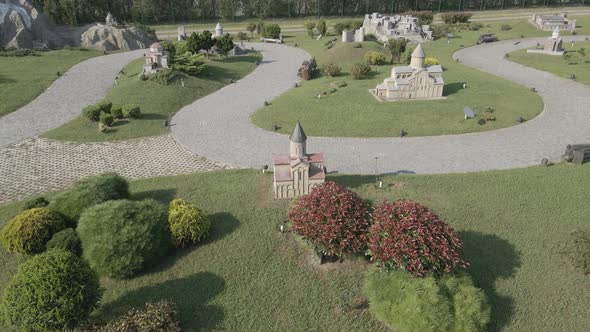 Flying over beautiful park "Georgia in Miniatures"