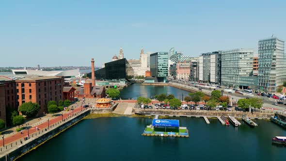 Albert Docks in the City of Liverpool  Aerial View  Travel Photography