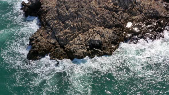 Drone fly over over sea coastline