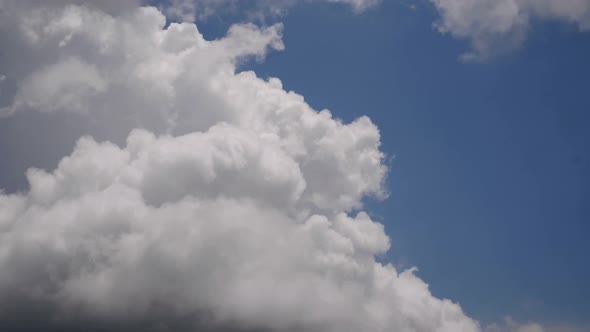 blue sky with clouds, moving clouds in the sky