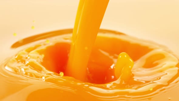 Super Slow Motion Shot of Pouring Fresh Orange Juice at 1000Fps