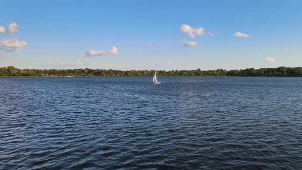 aerial view of a sail boat