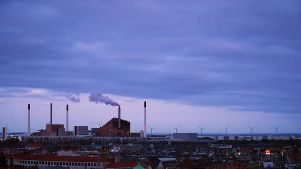 Timelapse of Clouds Passing into Evening Over Indoor Ski Resort in Copenhagen