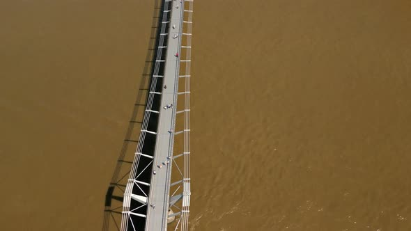 Aerial Video Millennium Bridge River Thames London 4k