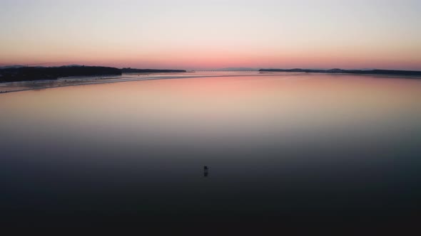 A Drone Flies Forward Over the Winter Sea