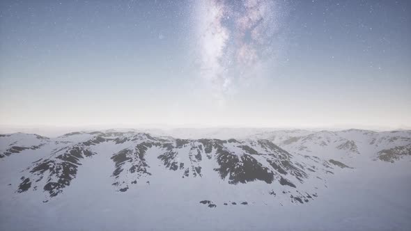 Milky Way Above Snow Covered Terrain