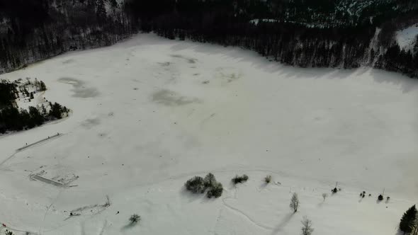 Beautiful Winter Landscape in the Mountains with frozen Lake