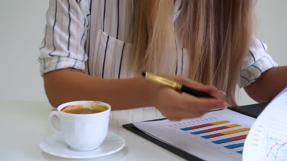 Blonde Business Woman Working at Modern Office