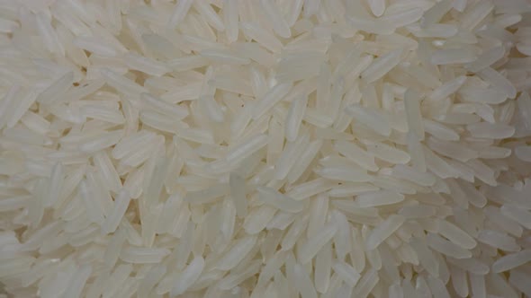 White rice rotating on turn table.