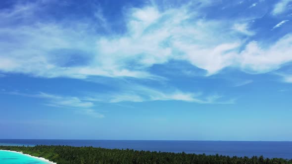 Aerial view landscape of tropical coastline beach voyage by blue ocean and white sand background of 