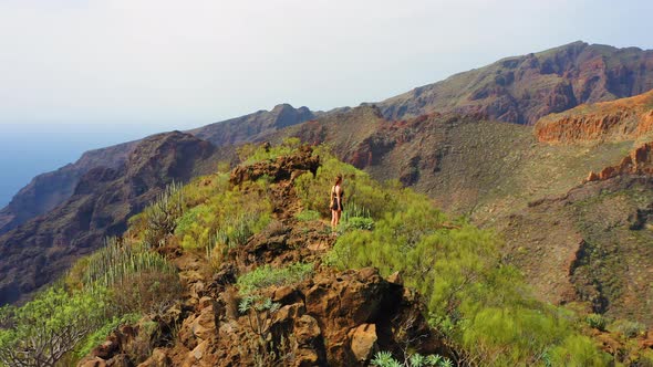 Woman Enjoys Nature Landscape in Hike to Gorge