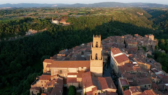 Aerial view of the medieval town of Pitigliano in Tuscany, Italy