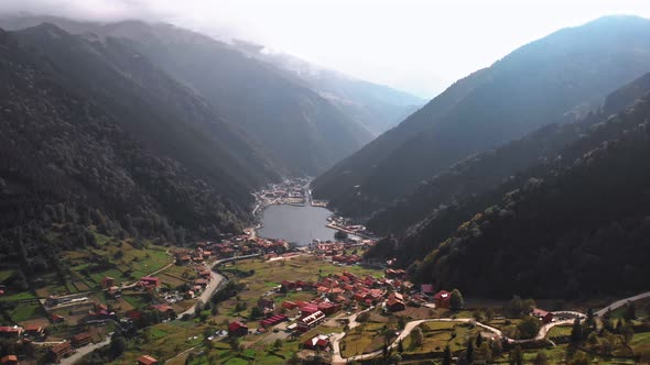 Uzungol Lake Aerial Drone View