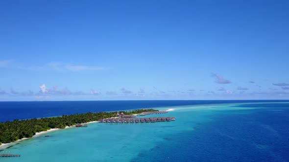 Aerial view seascape of bay beach journey by blue ocean and sand background