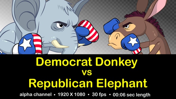 Democrat Donkey vs Republican Elephant