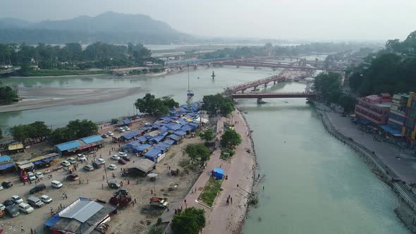 City of Haridwar state of Uttarakhand in India seen from the sky