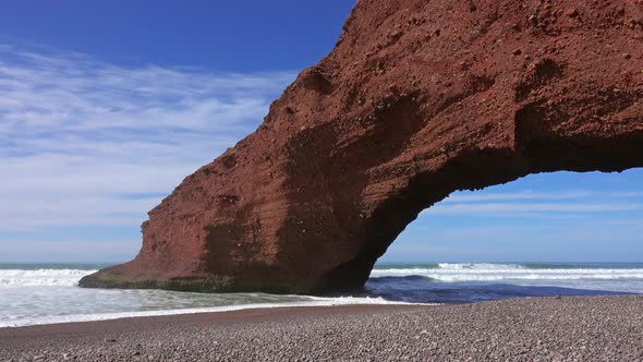 Natural Arch on Legzira Beach in Morocco, Africa