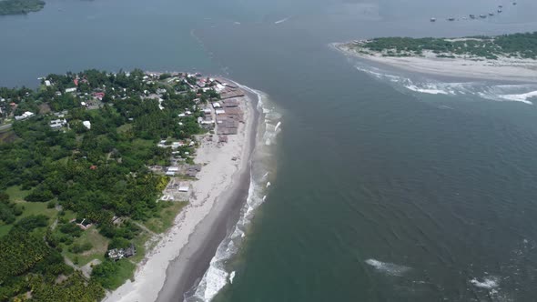 Beach strand and Wetlands Delta Cinematic Motion Flight Aerial shots