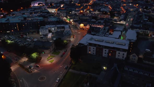 Aerial Descending Footage of Night City