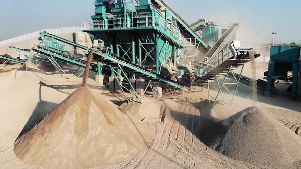 stationary granite crushing line in the quarry