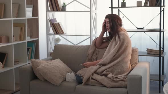 High Temperature Sick Woman Fever Disease Upset