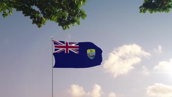 saint Helena Flag With  Modern City 