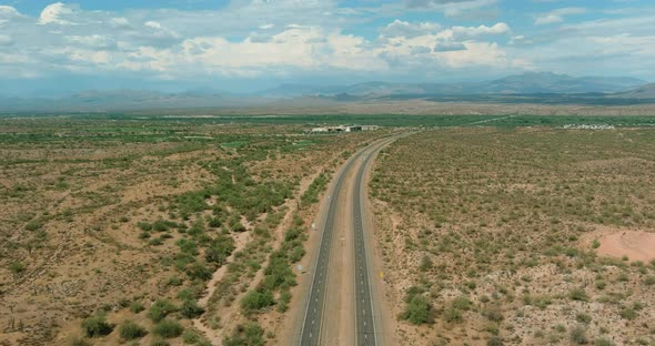 Aerial View Canyon with Cacti on Mount Near Scenic Highway in Arizona