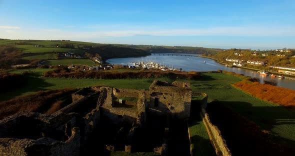 Aerial view of old ruin structure 