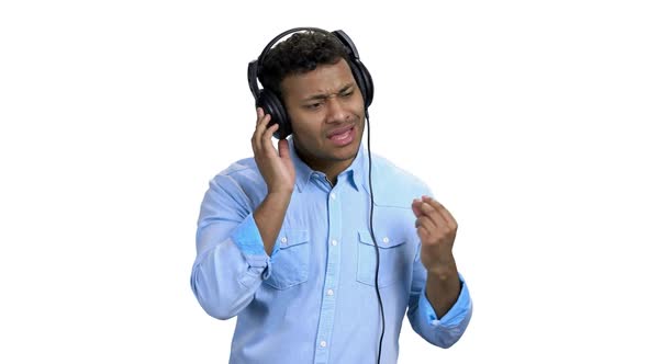 Man Listening Favorite Song and Dancing